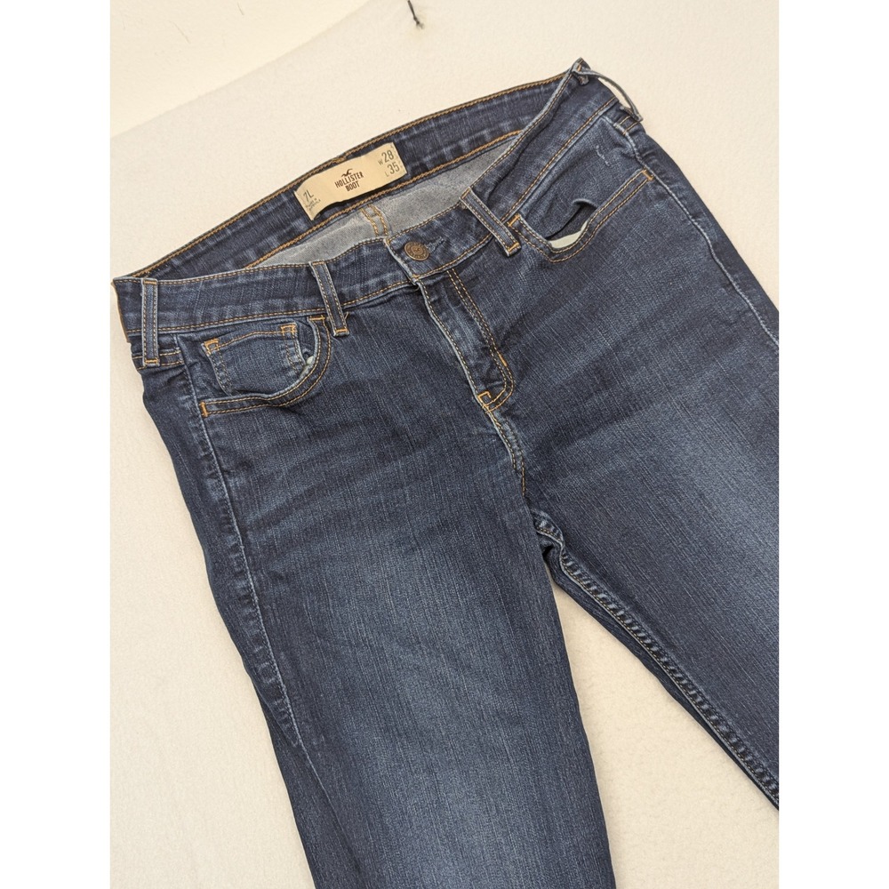Hollister Bootcut Jeans Womens 7L 28x35 Dark Wash Distressed Low Rise Denim